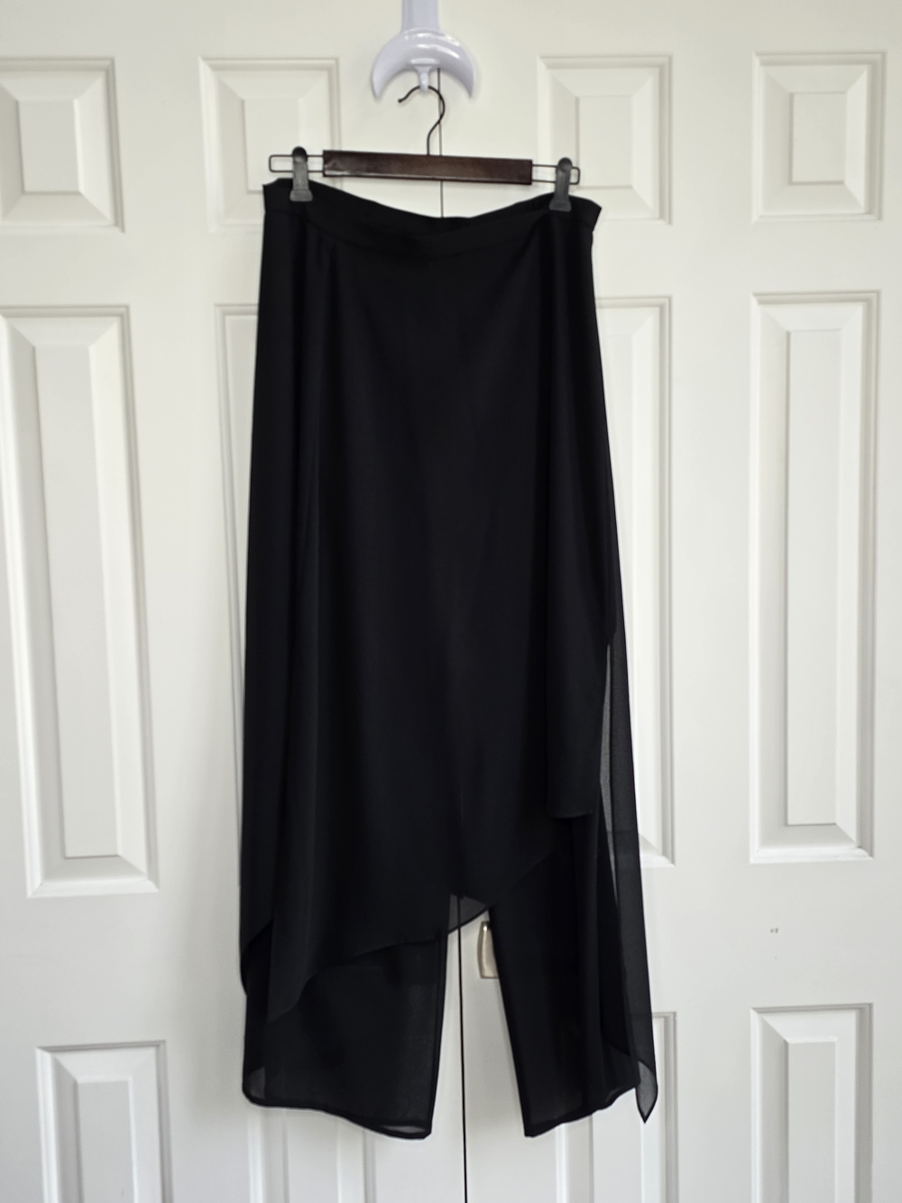 MSK Black Wide-Leg Pants Featuring An Asymmetric Sheer Chiffon Skirt